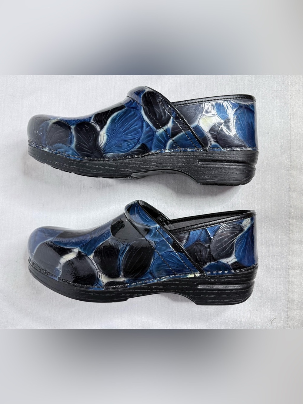 Dansko Womens Professional Tooled Leather Clogs Black Blue Sz US 10.5 11 EU 41 - Picture 3 of 10